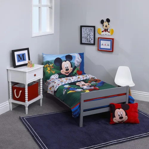 Miniatura 20 de Disney Mickey Mouse y sus amigos - Juego de cama para niños pequeños de 4 piezas - Sábanas ajustadas, funda de almohada, sábana encimera y edredón