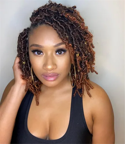 Miniatura 21 de Toyotress Butterfly Locs - Cabello de ganchillo de 8 pulgadas, 7 piezas de trenzas de ganchillo desgastadas pretrenzadas, color negro natural