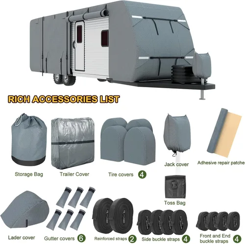 Miniatura 9 de Mofeez Cubierta para cámper, extragruesa, 7 capas, de 16 a 18 pies, resistente al viento, impermeable, antidesgarros, parches adhesivos