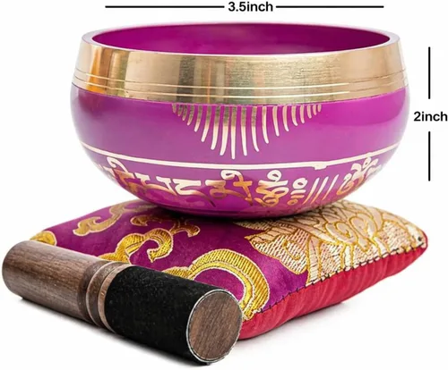 Miniatura 2 de Juego de cuencos tibetanos cantadores - Fácil de tocar para principiantes - Cuencos auténticos y elaborados a mano para meditación de atención Rosa