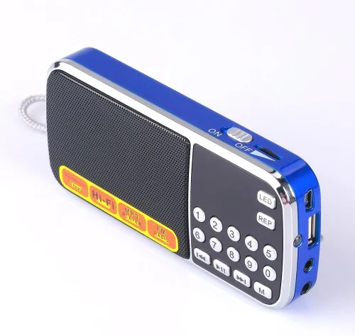 Miniatura 6 de LETING Radio portátil FM con linterna, búsqueda de una sola tecla y memoria de la estación, compatible con USB, AUX, tarjeta TF, batería recargable