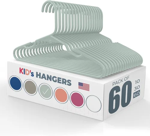 Miniatura 23 de Perchas de plástico para niños de 12 pulgadas, paquete de 10 unidades, fabricadas en los Estados Unidos, capacidad de 5 libras, perchas para ropa