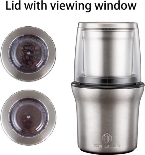 Miniatura 8 de Dr Mills DM-7412M Molinillo eléctrico de acero inoxidable para especias secas y café, 2 en 1 húmedo y seco, tazas extraíbles, apto para lavavajillas