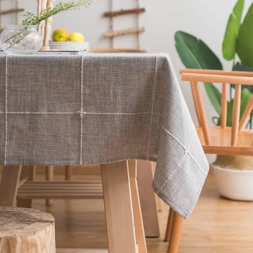 ColorBird - Mantel de lino y algodón con borlas, bordado de un solo color, para cocina, comedor, decoración de mesa, antipolvo, Algodón, Gris