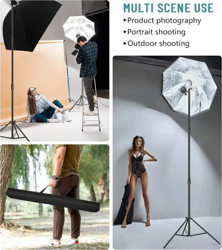 Miniatura 5 de Soporte de luz para fotografía, trípode resistente, soporte de iluminación de aluminio de 9.2 pies para Relfectors, retrato fotográfico, caja