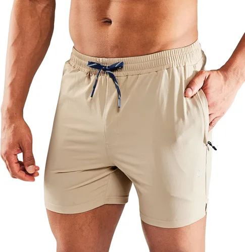 Haimont Pantalones cortos de nailon de secado rápido para hombre con bolsillos con cremallera, ligeros, resistentes al agua, para exteriores