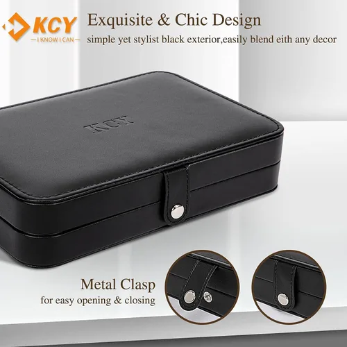 Miniatura 2 de KCY Joyero para niñas y mujeres pequeño estuche organizador de joyas de viaje cajas de almacenamiento de joyas portátiles de piel sintética soporte