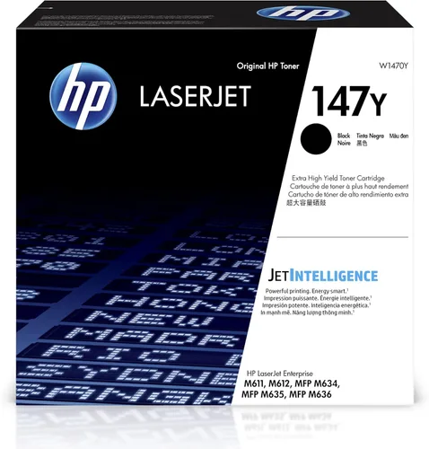 HP Cartucho de tóner negro de alto rendimiento 147Y | Funciona con LaserJet Enterprise M611, M612, MFP M634, M635, M636 | W1470Y