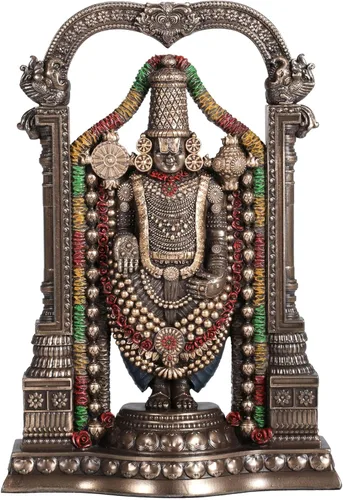 Veronese Design Señor Venkateswara de 8 3/8 pulgadas como Balaji Resina Fundida en Frío Acabado Bronce Estatua