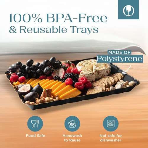 Miniatura 6 de Posh Setting - Bandejas doradas con purpurina para fiestas, platos de plástico de 9 x 13 pulgadas y bandejas de alimentos