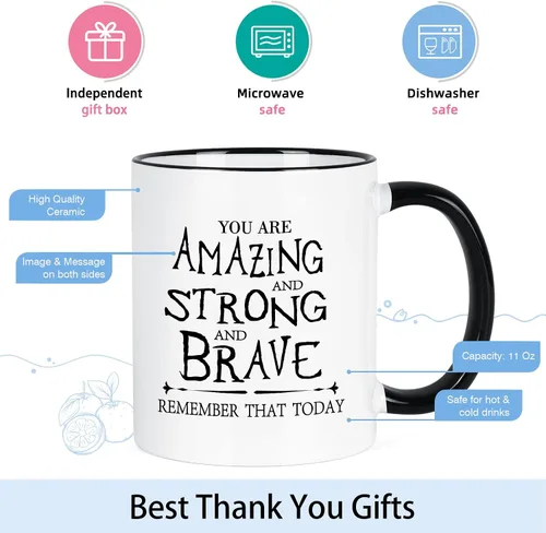 Miniatura 5 de Cabtnca Taza de café inspiradora - You're Amazing And Strong And Brave, regalo fuerte para mujer, regalo de agradecimiento para hombres, 11 onzas