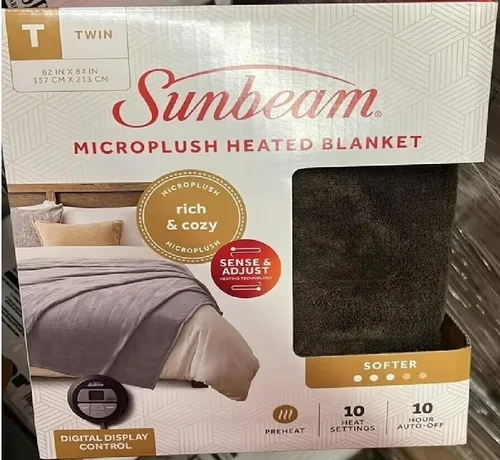 Sunbeam Royal Luxe - Manta térmica de niebla nocturna, 12 ajustes de calor, apagado automático, lavable a máquina, tamaño individual