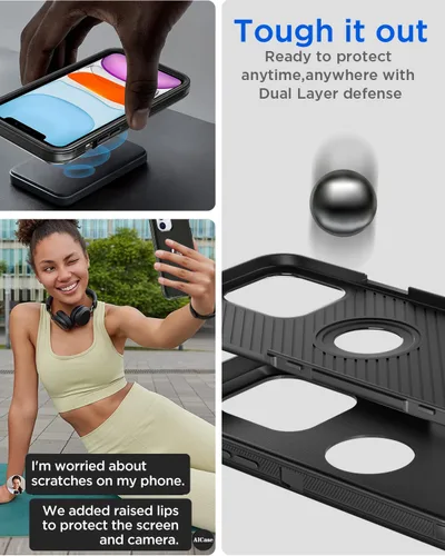 Miniatura 5 de AICase Funda para iPhone 11, resistente protección contra caídas, cuerpo completo, resistente, a prueba de golpes, militar, resistente, duradera
