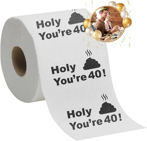 Papel higiénico para decoración de cumpleaños número 40 para hombres y mujeres, diseño divertido, gran regalo de broma hilarante, ecológico,