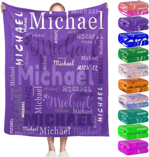 Miniatura 26 de Manta personalizada con nombre para niños, niñas, niños, adultos, hombres y mujeres, mantas personalizadas con nombre, regalos personalizados