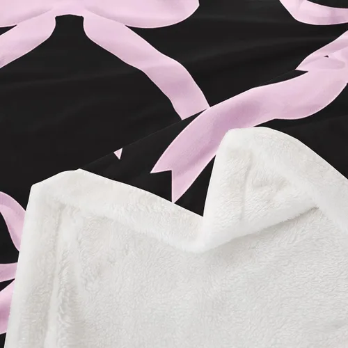 Miniatura 3 de Erosebridal Black Pink Bow Fleece Throw Blanket 40"x50" - Ultra-Soft for Couch Sofa Bed,Kawaii Cool Bowknot Sherpa Blanket,Princess Style Fuzzy