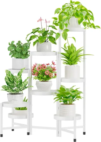 Miniatura 22 de iDavosic.ly Soporte para plantas para interiores y exteriores, estante esquinero de metal de 5 niveles, estante alto plegable para orquídeas