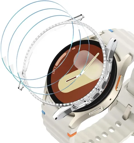 Miniatura 130 de DEALELE Paquete de 1 + 3 fundas y protector de pantalla compatible con Samsung Galaxy Watch FE / 5/4 de 1.575 pulgadas, funda protectora