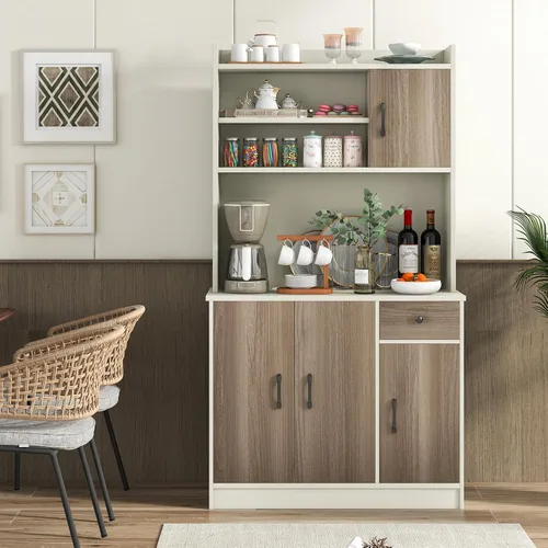Miniatura 4 de Giantex Armario de buffet de 71 pulgadas con toma de corriente, aparador de cocina, despensa de buffet en la isla, servidor de utensilios de cocina