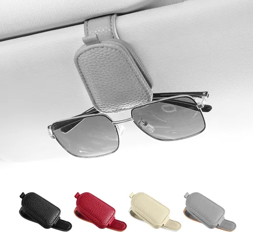 Miniatura 18 de SINGARO Soporte para gafas de sol de coche, hebilla magnética de cuero para visera de coche, clip para anteojos de sol, clip para almacenamiento