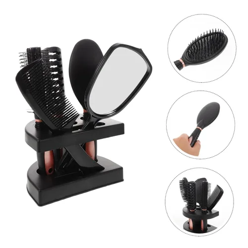 Miniatura 7 de FRCOLOR Juego de 5 peines de pelo con espejo, juego de 5 herramientas de peinado para cabello rizado, cepillo para cabello rizado, peine de masaje