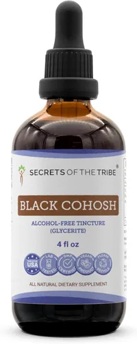 Secrets of the Tribe Extracto líquido de tintura de cohosh negro sin alcohol, raíz seca de cohosh negro cultivado responsablemente (Cimicifuga