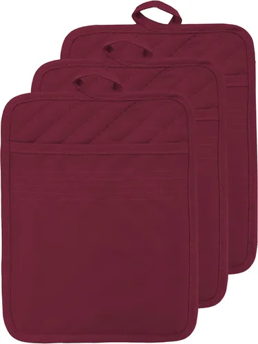 Miniatura 40 de Soporte para olla de horno con bolsillo, de algodón, resistente al calor, para cocina, almohadilla caliente, guantes de horno para cocinar y Gris