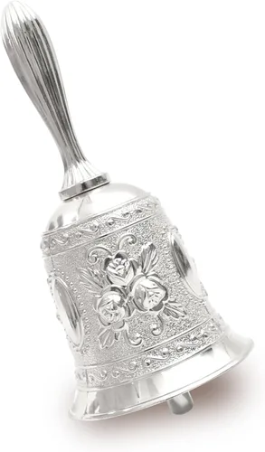 Campana de mano, campanas de llamada de boda para servicio de restaurante, timbre, bar, cascabel, boda, aula, iglesia, escuela, aula, alarma y Plata