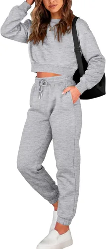 BTFBM Conjunto deportivo de 2 piezas para mujer, camiseta corta de manga larga, sin botones, pantalón con cordón ajustable, pantalones deportivos