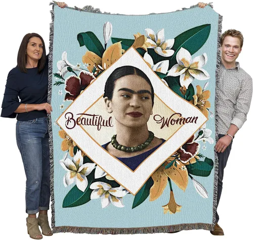 Pure Country Weavers Frida Kahlo - Manta de mujer hermosa – Tapiz de regalo tejido de algodón – Fabricado en los Estados Unidos (72 x 54 pulgadas)