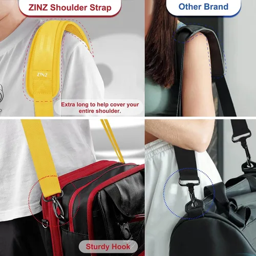 Miniatura 161 de ZINZ Correa de hombro universal de 59 pulgadas con almohadilla transpirable fija ultra gruesa, correa de hombro ajustable y resistente para bolsa