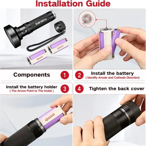Miniatura 7 de Vansky Linternas UV con luz negra, ultra brillantes, 100 LED, 395 nm, ultravioleta, detector de luz negra para orina de perro, gato y mascotas