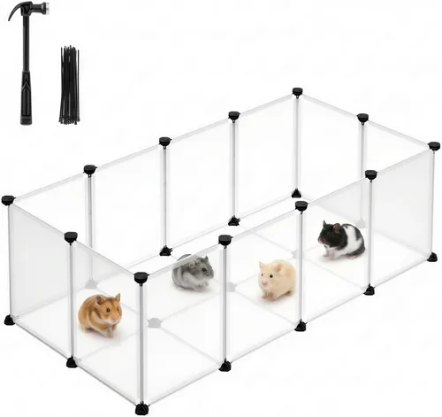 Miniatura 9 de SONGMICS ULPI012BH01 - Jaula para conejillos de indias, jaula para conejos, corralito de animales pequeños con alfombrilla impermeable, puerta