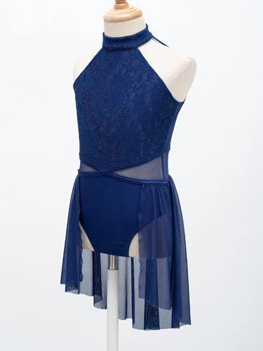 Miniatura 20 de Vestido de ballet lírico para niñas y niñas, sin mangas, encaje floral, leotardo contemporáneo, moderno disfraz de baile