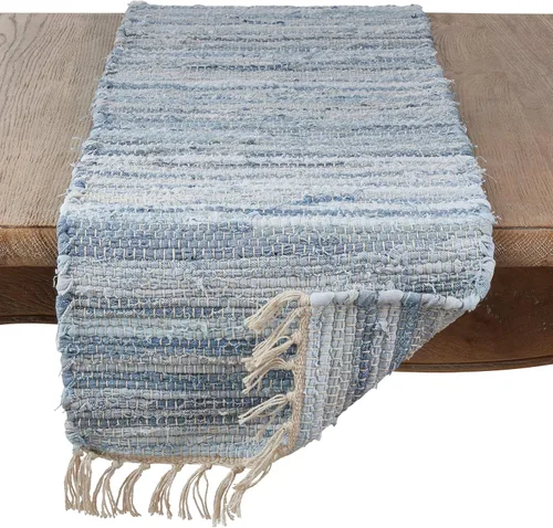 Miniatura 2 de Saro Lifestyle Camino de mesa Chindi con diseño de mezclilla, denim, 16 x 54 pulgadas