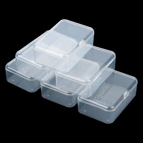 Miniatura 8 de Paquete de 6 recipientes pequeños de plástico, organizador de cuentas rectangulares transparentes con tapas para crayones y manualidades, soporte