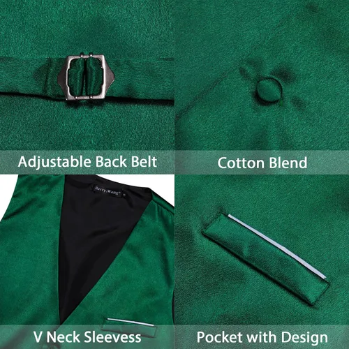Miniatura 4 de Barry.Wang Chaleco formal para hombre, cuello en V, ajustado, casual, colores sólidos, chaleco para fiesta de boda