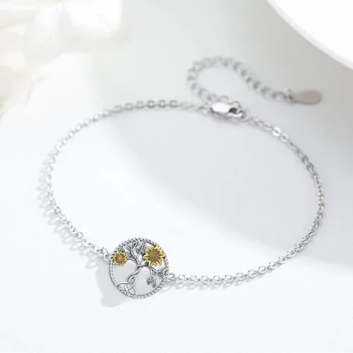 Miniatura 4 de Pulsera de plata de ley 925 ajustable con diseño de ajolote, panda, racón, girasol, joyería para hija o amiga, regalo de cumpleaños