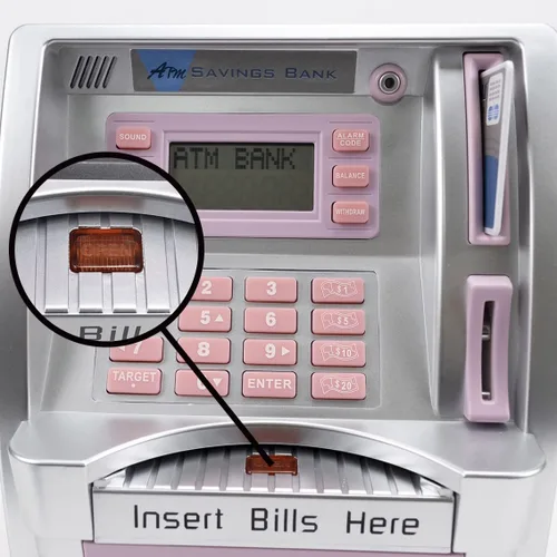 Miniatura 6 de LB Máquina de ahorro de cajeros automáticos mejorada 2025 para niños y adultos con tarjeta, cajero automático alcancía para dinero real
