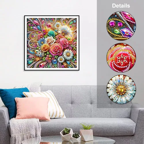 Miniatura 3 de FHBUBPUP Kits de Pintura de Arte de Diamantes de Flores para Adultos, Arte de Diamantes de Forma Especial 5D para Principiantes, Arte de Gemas