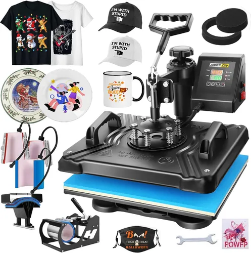 Miniatura 11 de WHUBEFY Prensa de calor, máquina de impresión de camisetas 5 en 1 de 15 x 12 pulgadas, máquina de transferencia de calor industrial digital