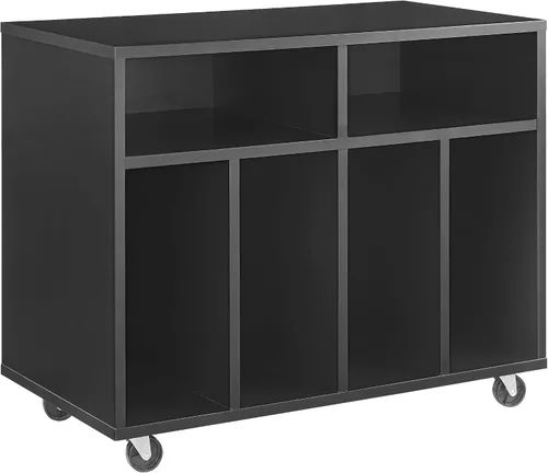 Miniatura 5 de Crosley Furniture Carlo - Consola de almacenamiento de discos rodantes, soporte móvil para tocadiscos, soporte para discos de vinilo, color negro