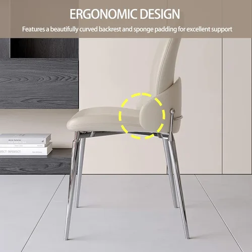 Miniatura 7 de Kitchen Dining Chairs with Genuine Leather,Dining Room Chairs with Metal Legs,Living Room Chair Curved Backrest,Kitchens Chair for Living, Negro