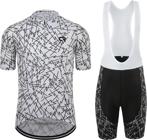 Coconut Ropamo CR Men's Cycling Jersey Set Road Bike Jersey Zipper Pocket Bib Shorts with 4D Padded Cycling Clothing Set