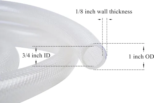 Miniatura 2 de Tubo de vinilo de PVC transparente trenzado de alta presión de 3/4" DI x 1" DE - 50 ft, tubo flexible, manguera reforzada de servicio pesado, libre
