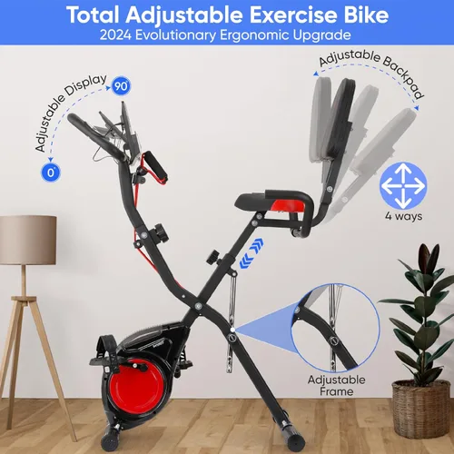 Miniatura 3 de YYFITT Bicicleta estática 3 en 1 con pantalla luminosa de dígitos Bicicletas estacionarias plegables para personas mayores en casa Bicicleta