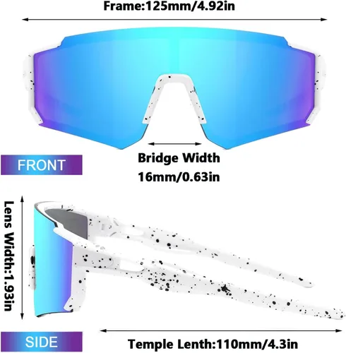 Miniatura 7 de Paquete de 2 lentes de sol de béisbol para niños y jóvenes, gafas de sol deportivas para niños y niñas, gafas de golf para ciclismo, correr, golf