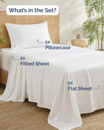 Miniatura 4 de Sábanas de bambú 100% rayón derivado de bambú, tamaño individual, sábanas refrescantes para individuales. Ropa de cama ultra suave, transpirable