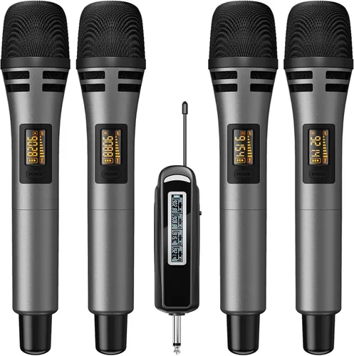 Miniatura 11 de TONOR Micrófonos inalámbricos, sistema de micrófono de karaoke UHF dual, Microfonos Inalambricos con receptor recargable, juego de micrófonos