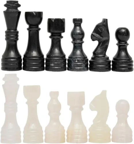 Juego de Piezas de Ajedrez de Mármol Premium Hechas a Mano – Elegante Reemplazo de 32 Piezas para Tableros de Ajedrez de 12-15 Pulgadas con Caja de